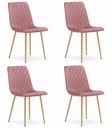 TURIN Stuhl – rosa Samt / holzfarbene Beine x 4