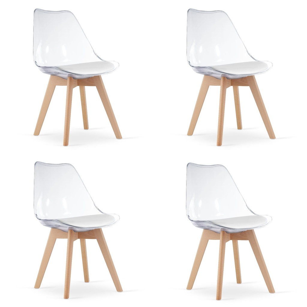 MARK Stuhl – transparent / natürliche Beine x 4
