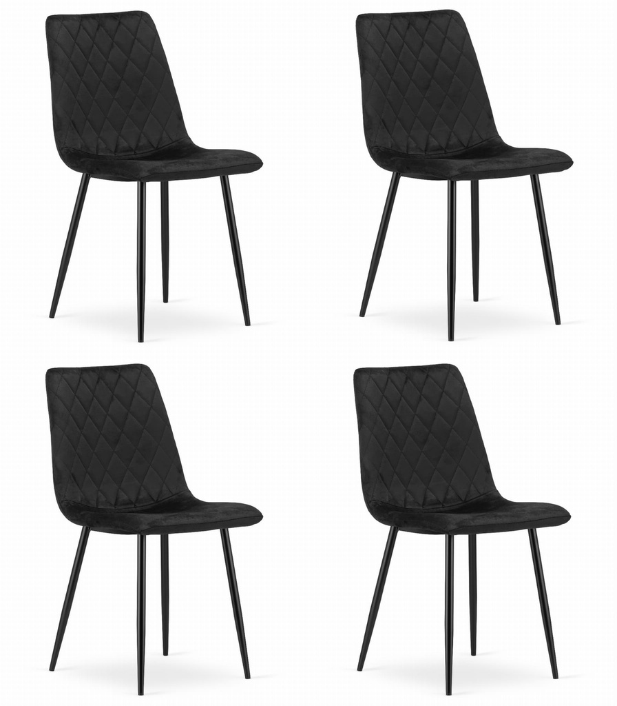TURIN Stuhl – schwarzer Samt x 4