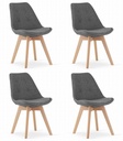 NORI Stuhl – grauer Stoff – natürliche Beine x 4
