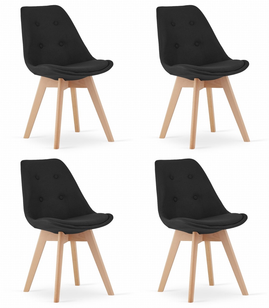 NORI Stuhl – schwarzes Material – natürliche Beine x 4