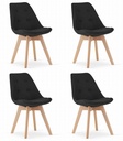 NORI Stuhl – schwarzes Material – natürliche Beine x 4