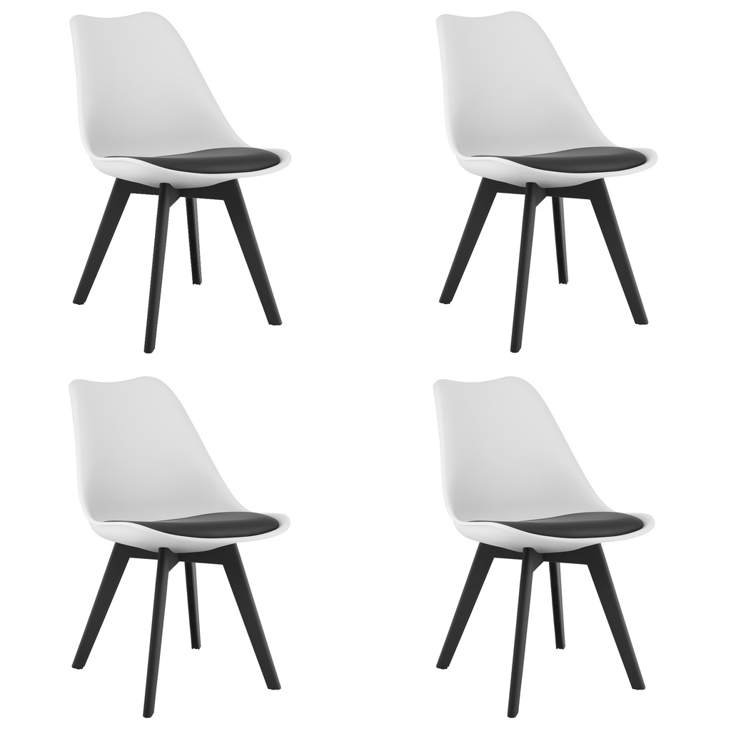 MARK Stuhl, schwarz und weiß / schwarze Beine x 4