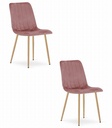 LAVA-Stuhl – rosa Samt / holzfarbene Beine x 2
