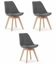 NORI Stuhl – grauer Stoff – natürliche Beine x 3