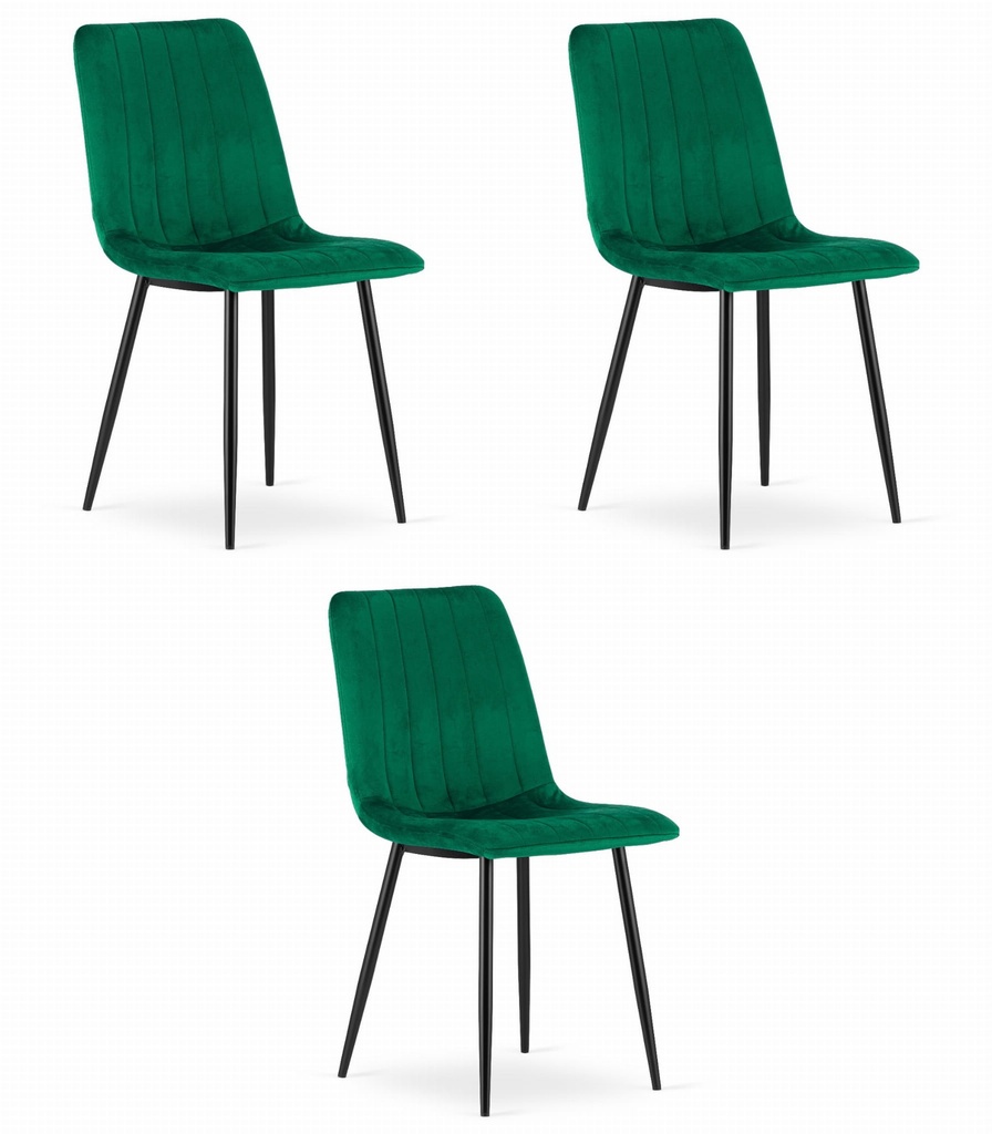 LAVA Stuhl – dunkelgrüner Samt x 3