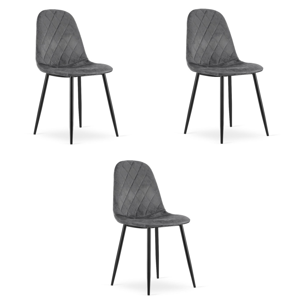 ASTI Stuhl – dunkelgrauer Samt x 3
