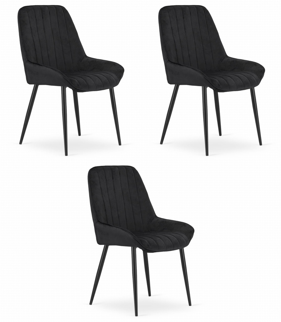 LARY Stuhl – schwarzer Samt x 3
