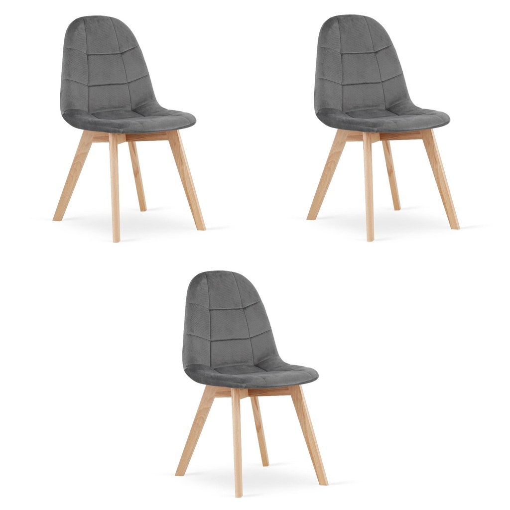 BORA Stuhl – dunkelgrauer Samt x 3