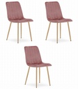 LAVA Stuhl – rosa Samt / holzfarbene Beine x 3