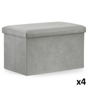 XL faltbarer Sitzhocker – 60 x 38 x 38 cm, grauer Samt x 4