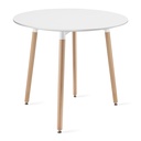 KAMI Runder Tisch 80 cm – weiß / natürliche Beine