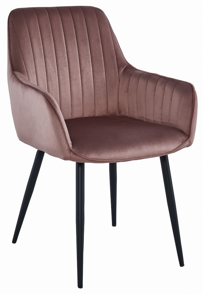 SOLDEN Stuhl – rosa Samt / schwarze Beine x 1