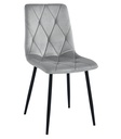 LIBRA Stuhl – silbergrauer Samt / schwarze Beine x 1