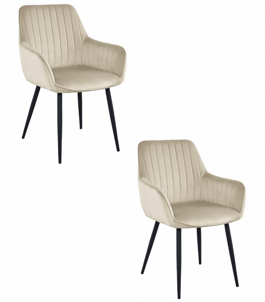 SOLDEN Stuhl – beige Samt / schwarze Beine x 2