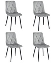 LIBRA Stuhl – silbergrauer Samt / schwarze Beine x 4