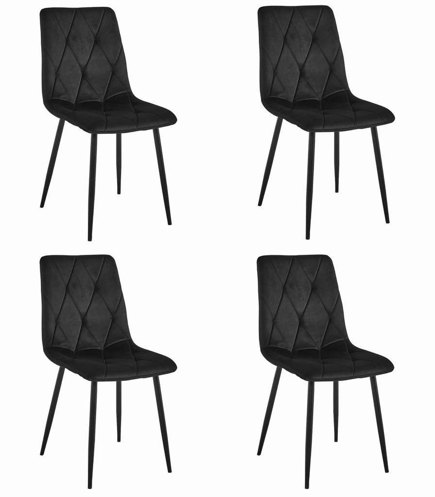 LIBRA Stuhl – schwarzer Samt / schwarze Beine x 4