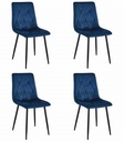 LIBRA Stuhl – marineblauer Samt / schwarze Beine x 4