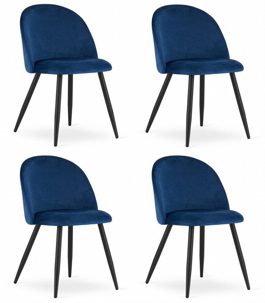 BELLO Stuhl – marineblauer Samt / schwarze Beine x 4