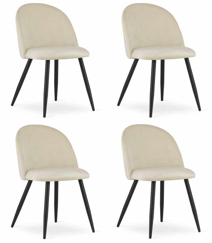 BELLO Stuhl – beige Samt / schwarze Beine x 4