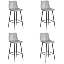 POZZA Hocker – silbergrauer Samt / schwarze Beine x 4