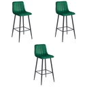 POZZA Hocker – dunkelgrüner Samt / schwarze Beine x 3
