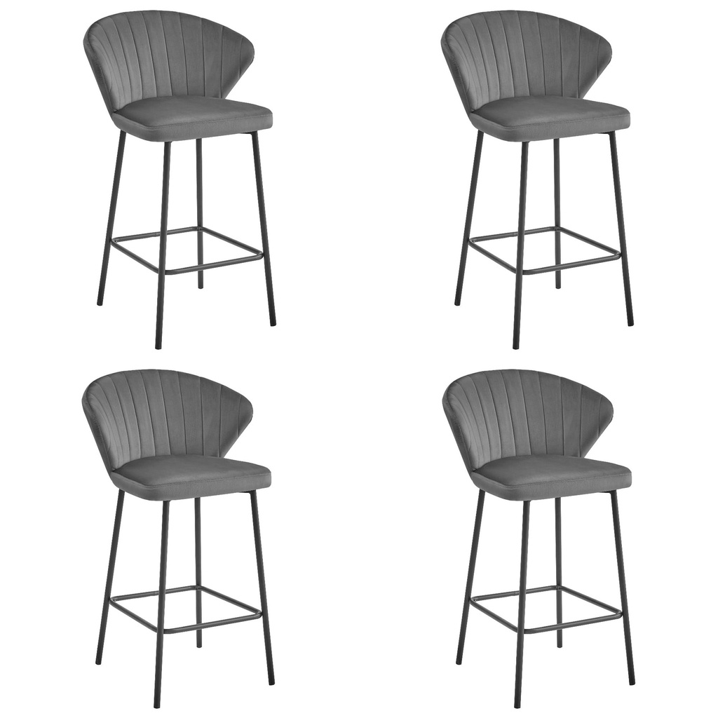 GATTA Hocker – dunkelgrauer Samt / schwarze Beine x 4