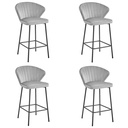GATTA Hocker – silbergrauer Samt / schwarze Beine x 4