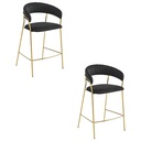 BADIA Hocker – schwarzer Samt / goldene Beine x 2