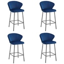 GATTA-Hocker – marineblauer Samt / schwarze Beine x 4