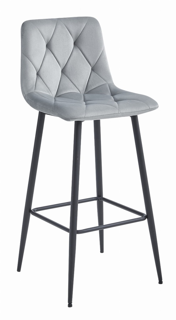 NADO Hocker – silbergrauer Samt / schwarze Beine x 1