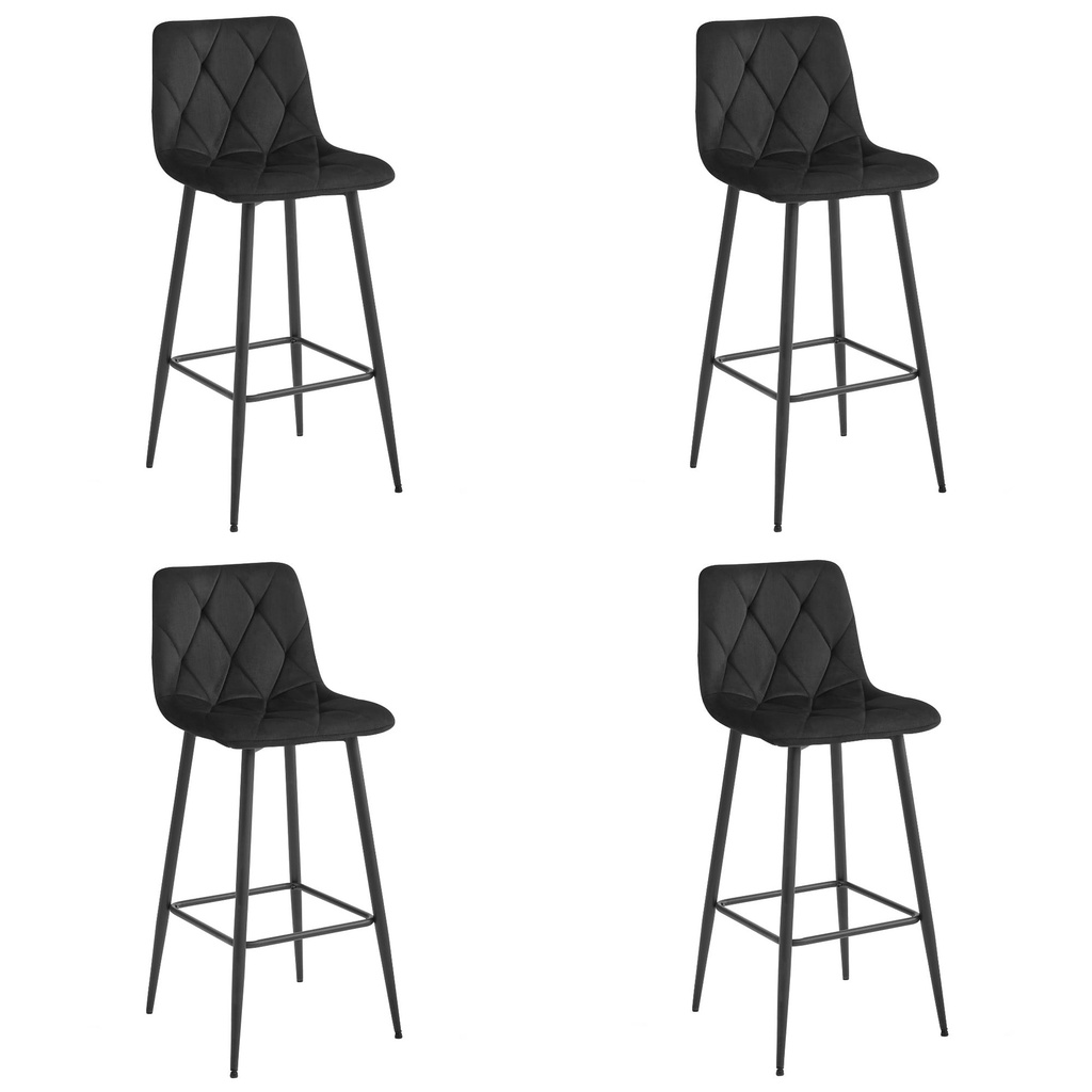 NADO Hocker – schwarzer Samt / schwarze Beine x 4