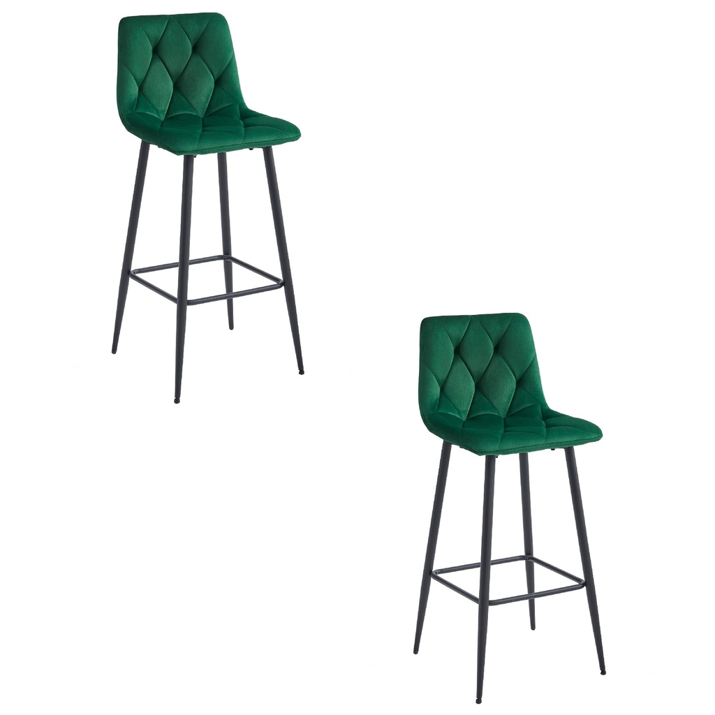 NADO Hocker – dunkelgrüner Samt / schwarze Beine x 2