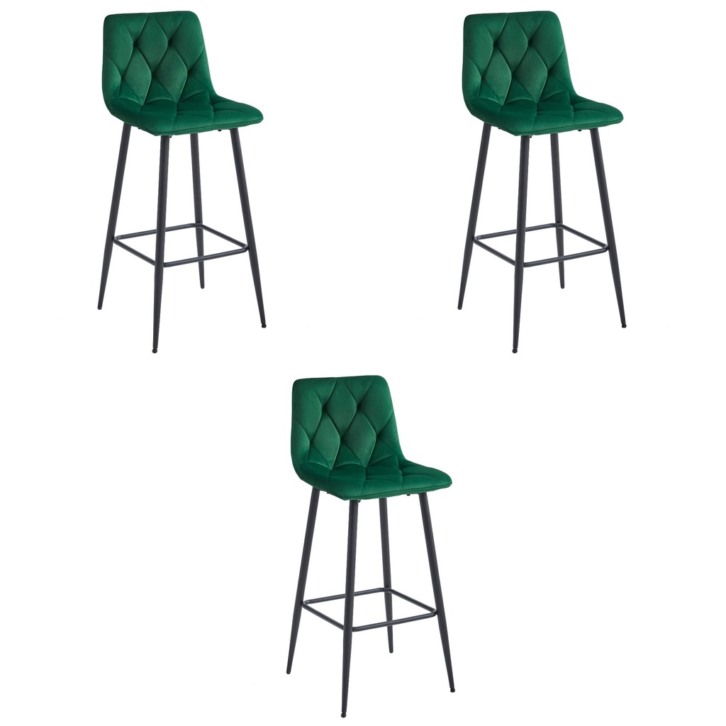 NADO Hocker – dunkelgrüner Samt / schwarze Beine x 3