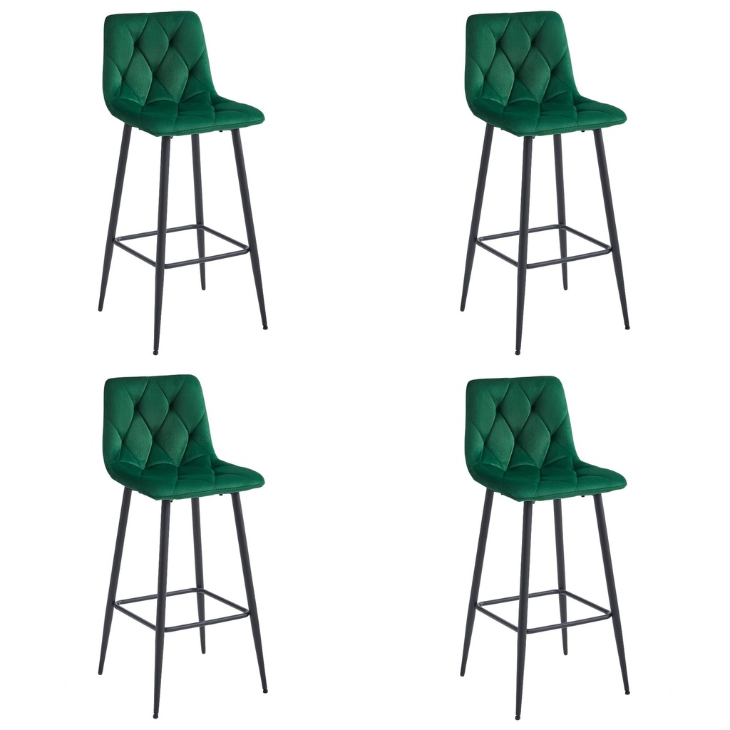 NADO Hocker – dunkelgrüner Samt / schwarze Beine x 4