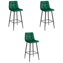 ARCETO Hocker – dunkelgrüner Samt / schwarze Beine x 3
