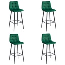 ARCETO Hocker – dunkelgrüner Samt / schwarze Beine x 4