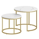 Runder Couchtisch 2 Stück - Marmor / goldene Beine