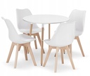 Set aus rundem KAMI-Tisch 80 cm + 4 weißen MARK-Stühlen