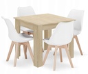 Set aus quadratischem Tisch 80x80cm Sonoma-Eiche + 4 weißen MARK-Stühlen