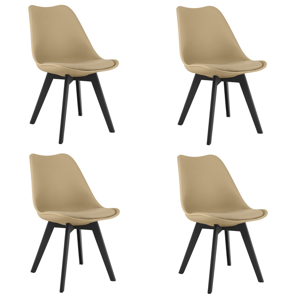 MARK Stuhl – dunkelbeige / schwarze Beine x 4