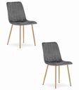 LAVA Stuhl – dunkelgrauer Samt / holzfarbene Beine x 2