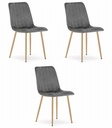 LAVA Stuhl – dunkelgrauer Samt / holzfarbene Beine x 3