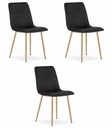 LAVA Stuhl – schwarzer Samt / holzfarbene Beine x 3