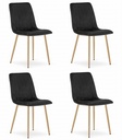 LAVA Stuhl – schwarzer Samt / holzfarbene Beine x 4