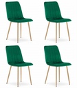 LAVA Stuhl – dunkelgrüner Samt / holzfarbene Beine x 4