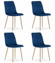 LAVA-Stuhl – marineblauer Samt / holzfarbene Beine x 4