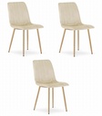 LAVA-Stuhl – hellbeiger Samt / holzfarbene Beine x 3