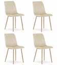 LAVA Stuhl – hellbeiger Samt / holzfarbene Beine x 4