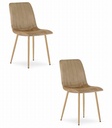 LAVA Stuhl – brauner Samt / holzfarbene Beine x 2